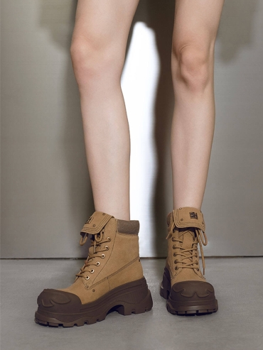 Brown Dreamcore Angel Vintage Butterfly Sole Boots