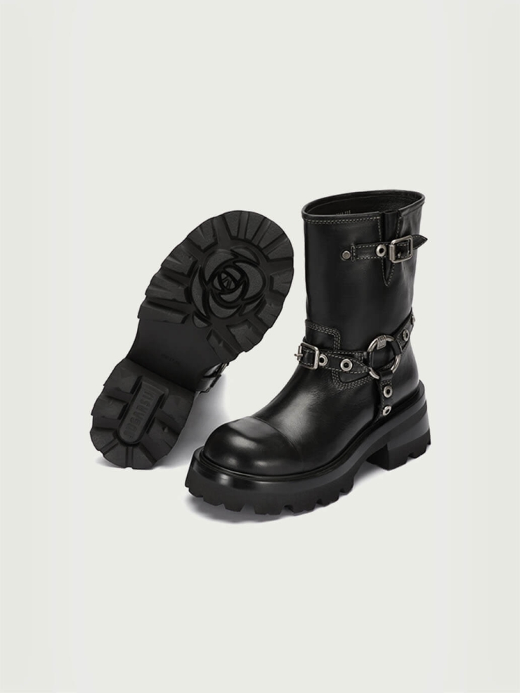 Black Dreamcore Knight Rebel Riding Boots