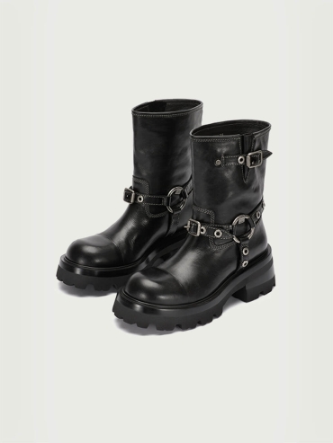 Black Dreamcore Knight Rebel Riding Boots