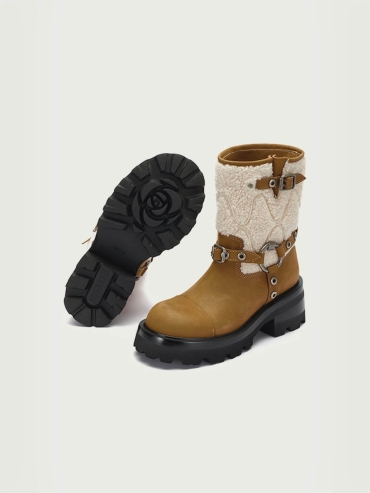 Brown and Beige  Dreamcore Knight Rider Rebel Riding Boots