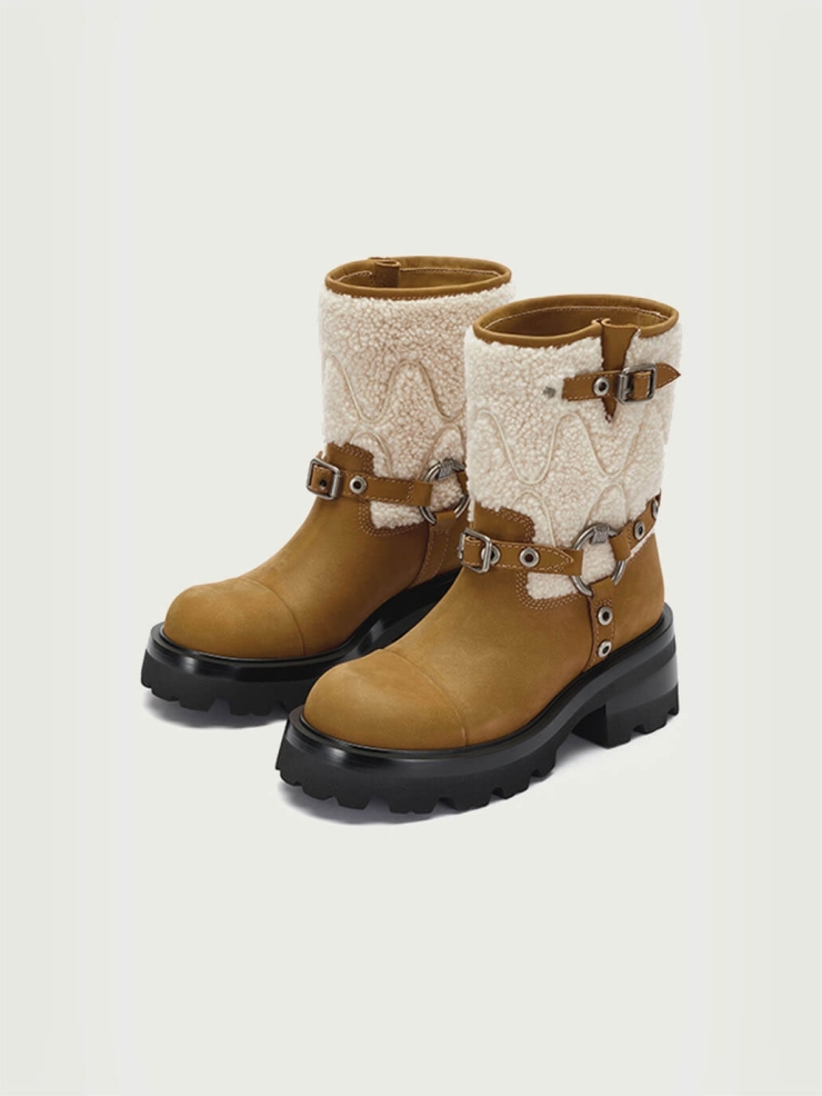 Brown and Beige  Dreamcore Knight Rider Rebel Riding Boots