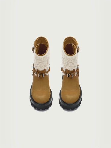 Brown and Beige  Dreamcore Knight Rider Rebel Riding Boots