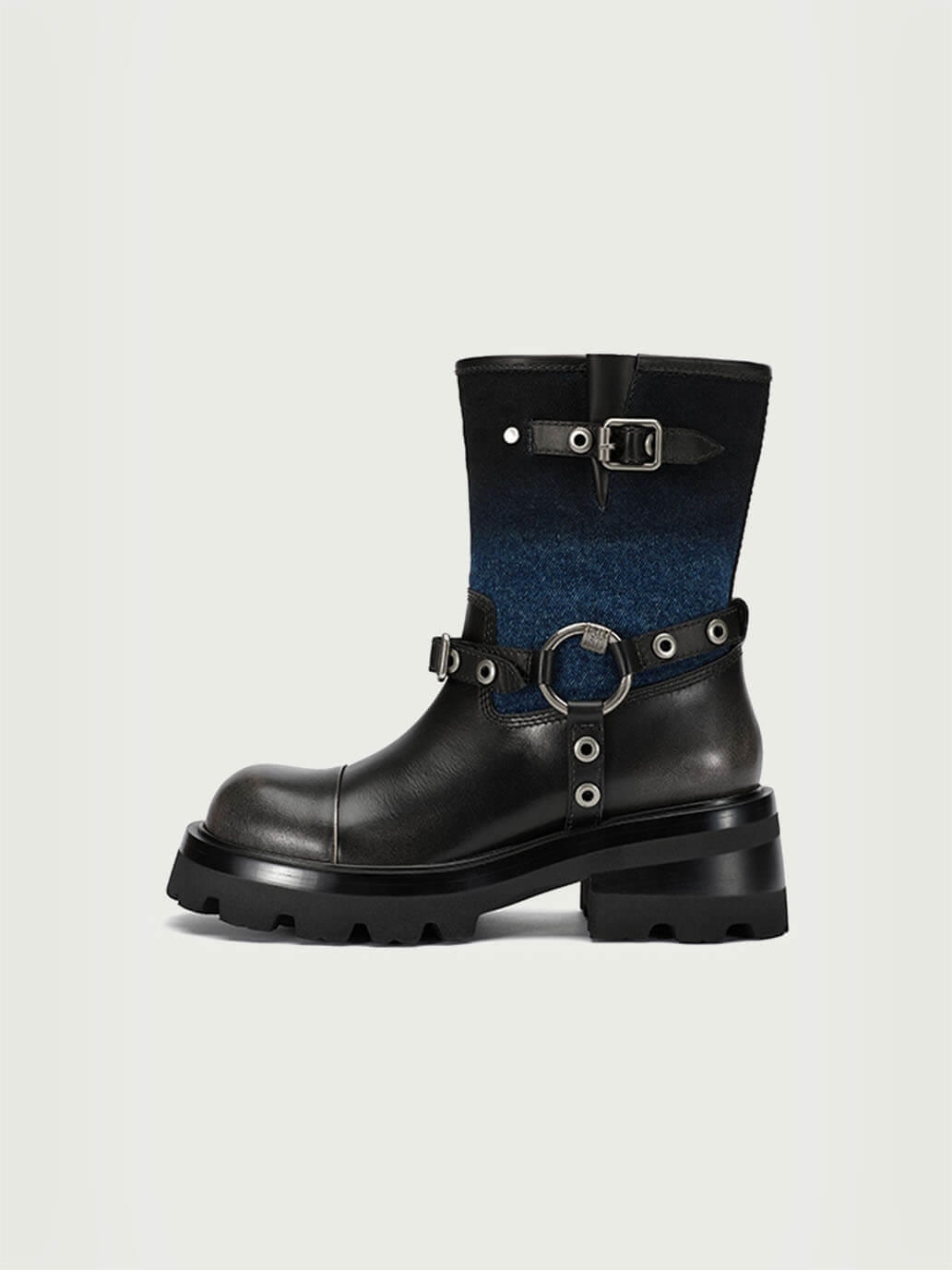Blue and Black Dreamcore Rider Rebel Riding Boots