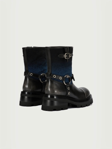 Blue and Black Dreamcore Rider Rebel Riding Boots