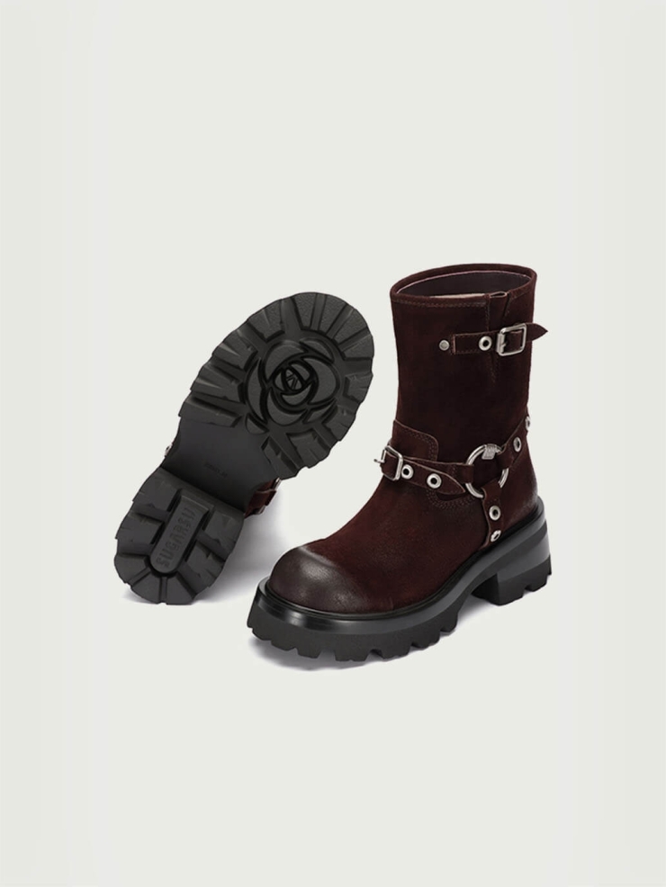 Red Dreamcore Knight Rider Rebel Riding Boots