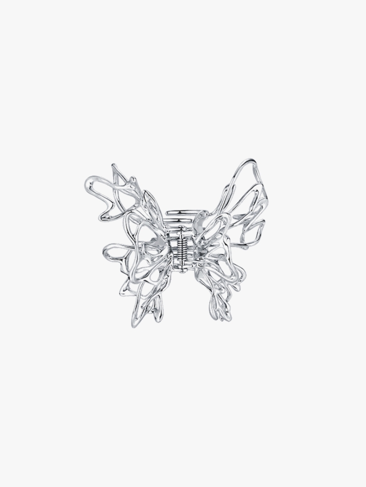 YVMIN Silver Mini Liquefied Butterfly Hair Gripper