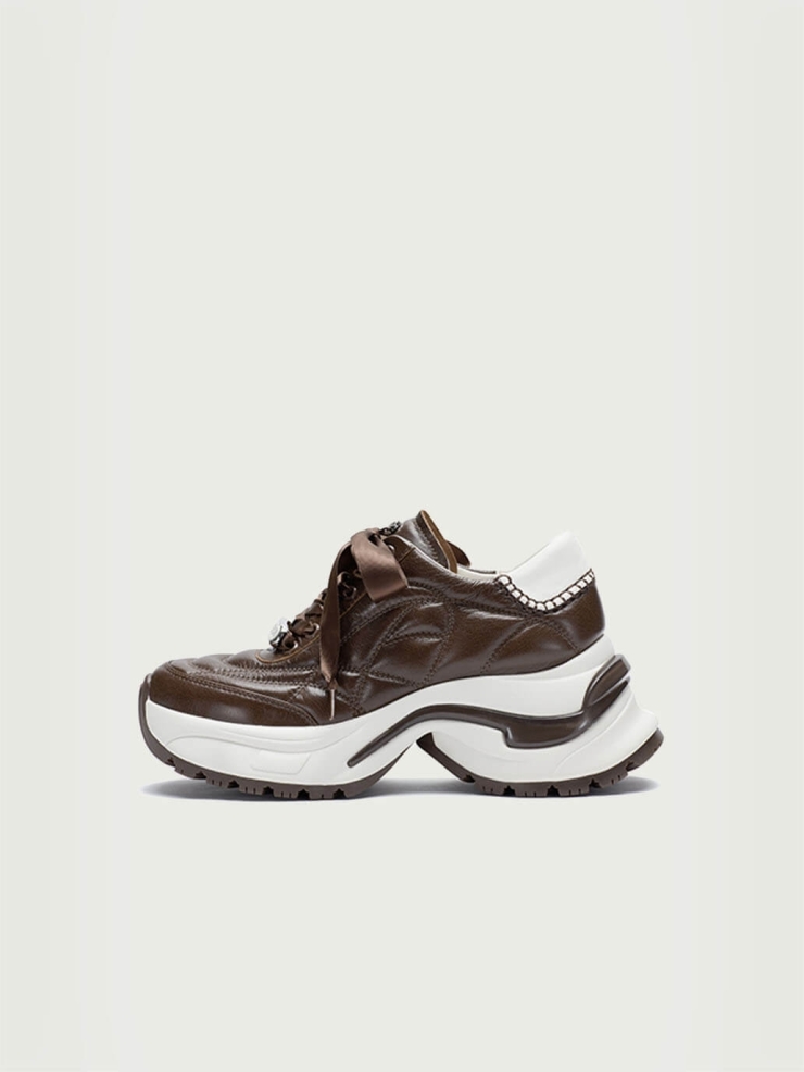 Brown Dreamcore Angel German Trainer Platform Sneakers