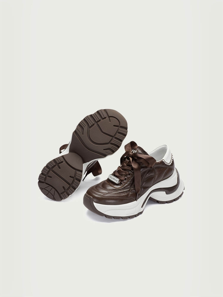 Brown Dreamcore Angel German Trainer Platform Sneakers