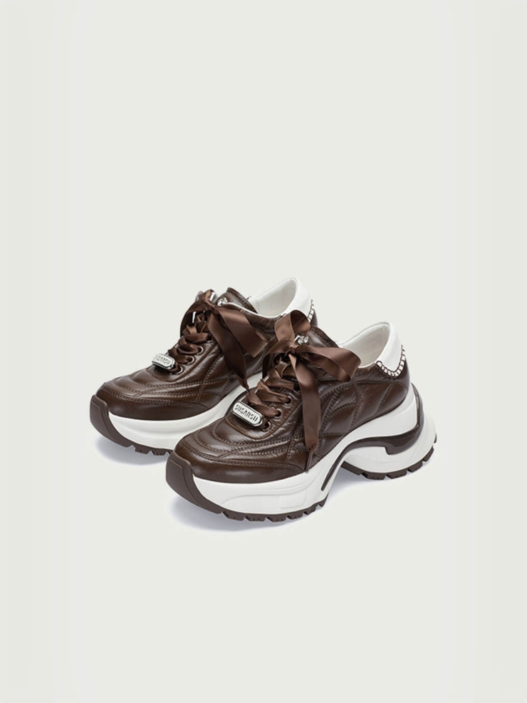 Brown Dreamcore Angel German Trainer Platform Sneakers
