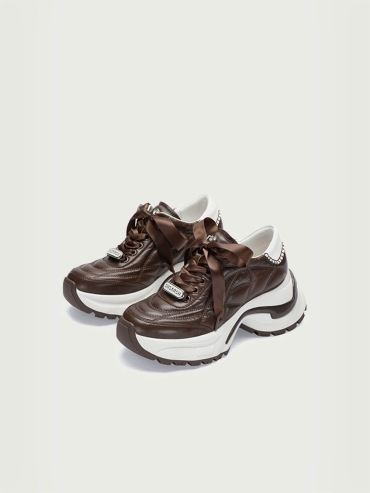Brown Dreamcore Angel German Trainer Platform Sneakers
