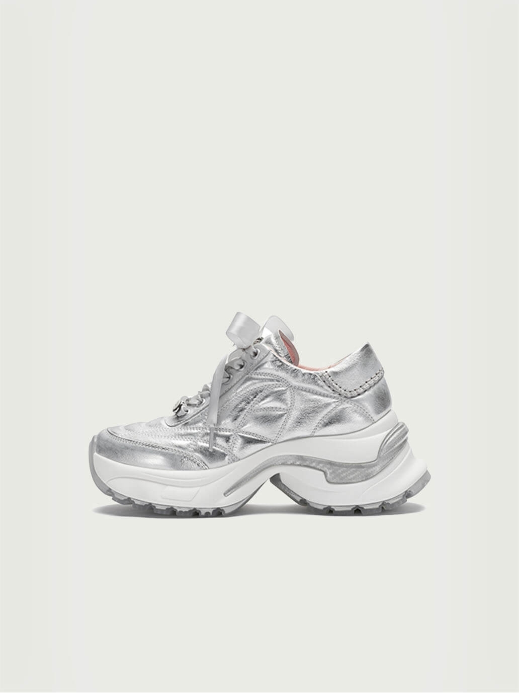 Silver Dreamcore Angel German Trainer Platform Sneakers