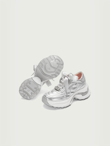 Silver Dreamcore Angel German Trainer Platform Sneakers