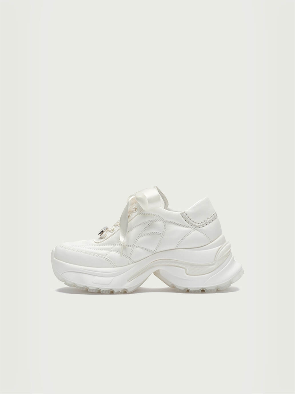 White Dreamcore Angel German Trainer Platform Sneakers