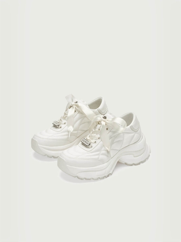 White Dreamcore Angel German Trainer Platform Sneakers