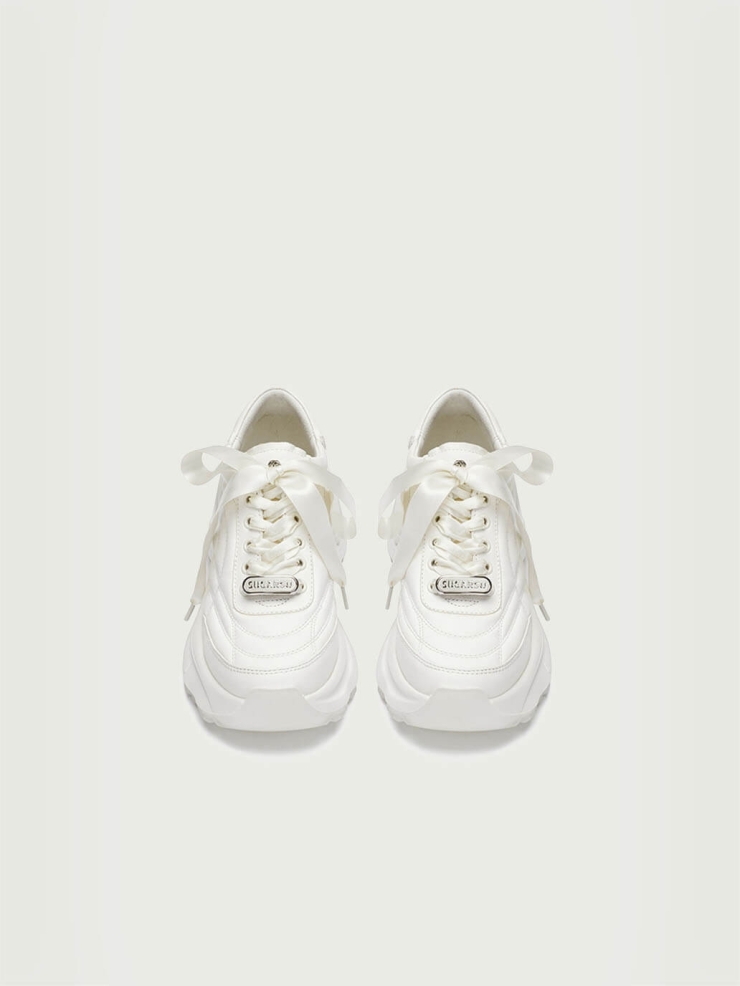 White Dreamcore Angel German Trainer Platform Sneakers