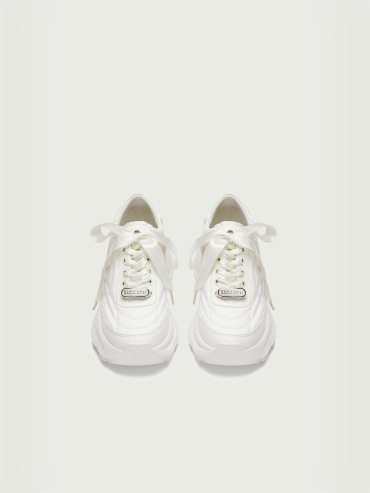 White Dreamcore Angel German Trainer Platform Sneakers