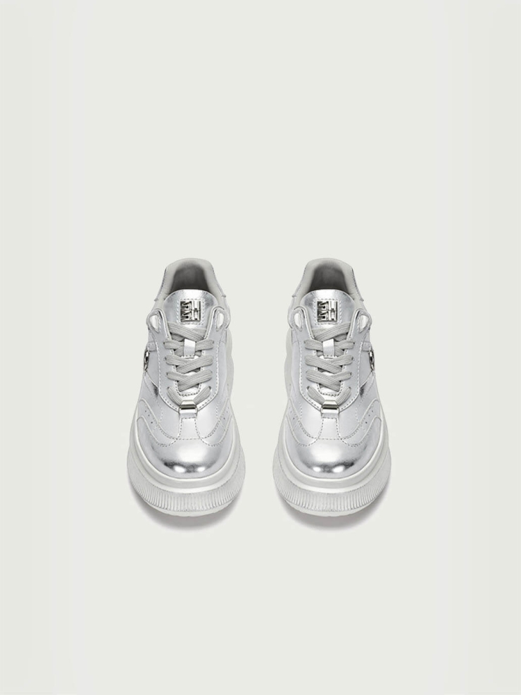 Silver Dreamcore Knights Collection Retro Scuff Color Platform German Trainer