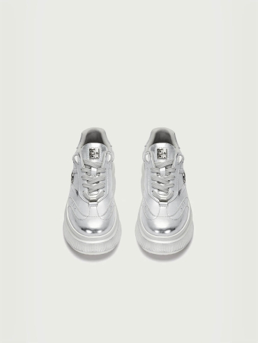 Silver Dreamcore Knights Collection Retro Scuff Color Platform German Trainer