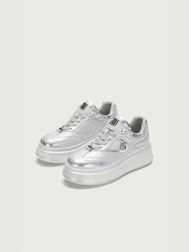 Silver Dreamcore Knights Collection Retro Scuff Color Platform German Trainer