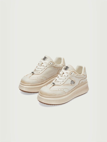 White Dreamcore Knights Vintage Platform German Trainer