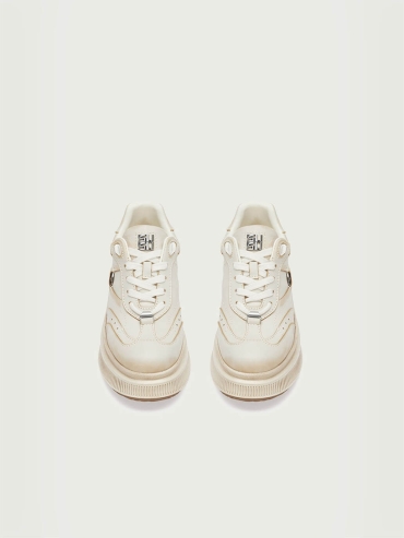 White Dreamcore Knights Vintage Platform German Trainer