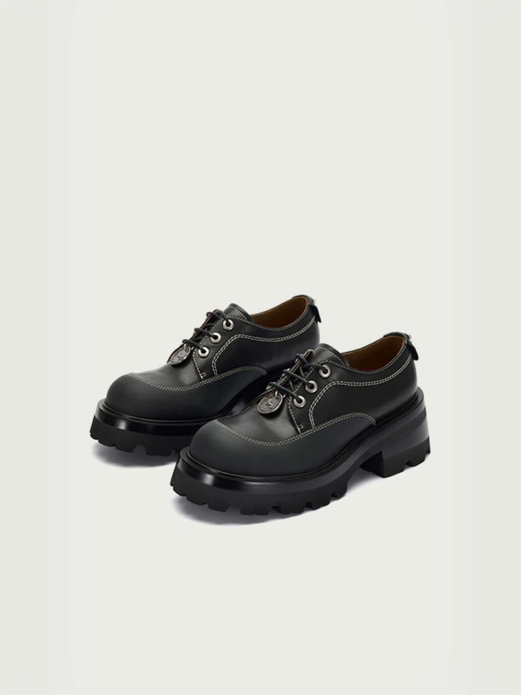 Black Dreamcore Angel Vintage Derby Shoes