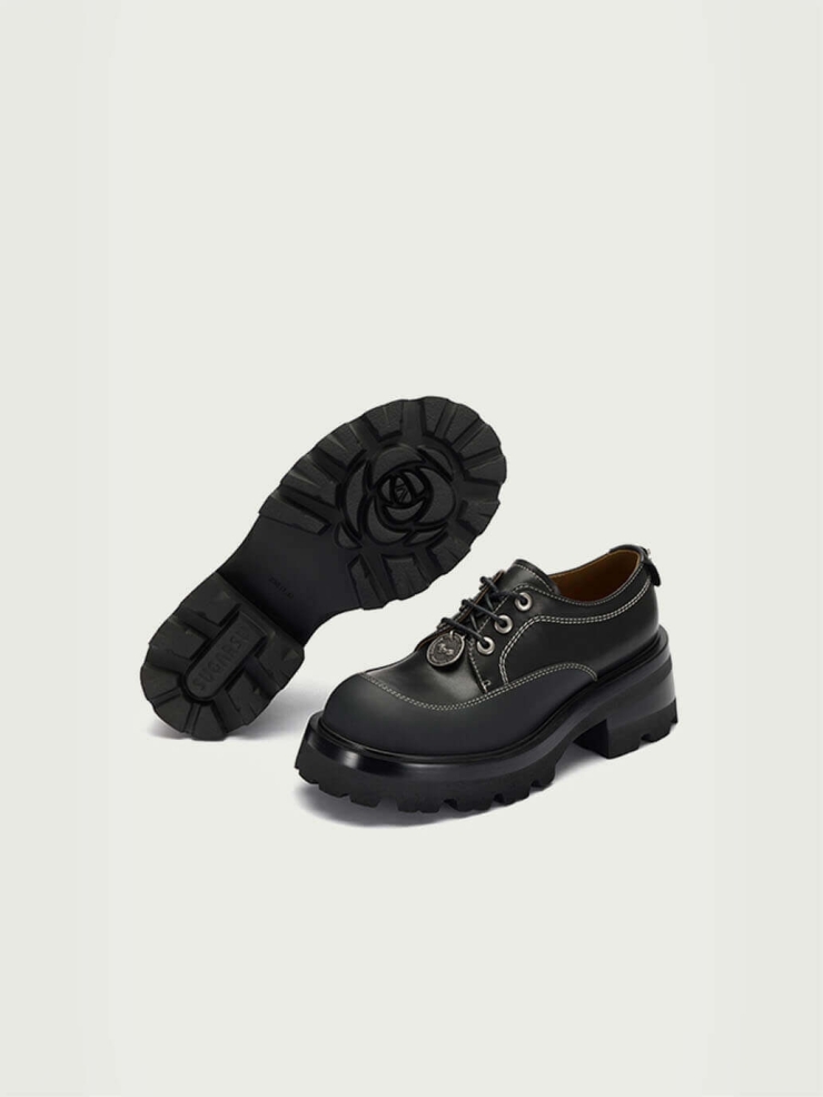 Black Dreamcore Angel Vintage Derby Shoes