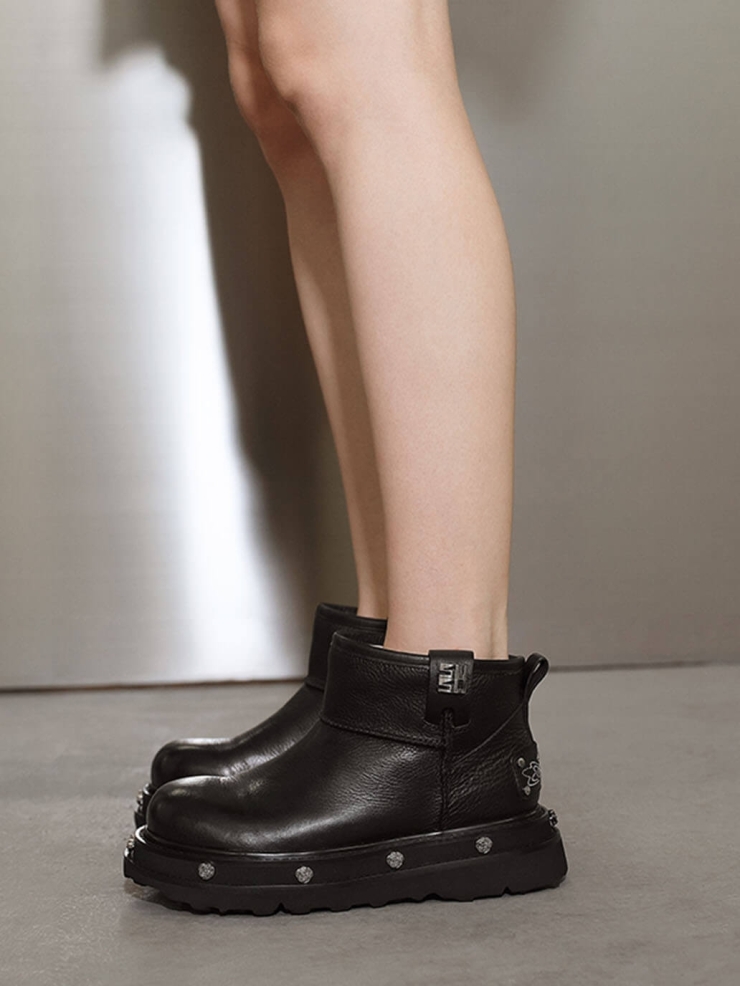 Black DreamCore Angel Rose Sole Platform Snow Boots