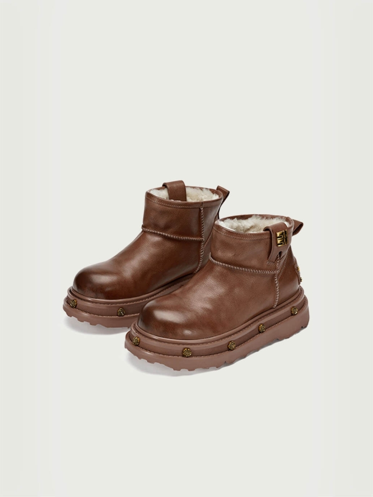 Brown DreamCore Angel Rose Sole Platform Snow Boots