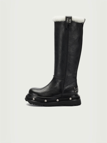 Black DreamCore Angel Rose Sole Platform Tall Snow Boots