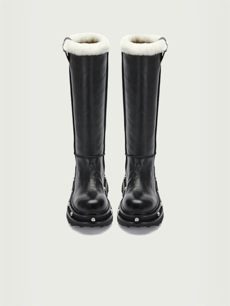 Black DreamCore Angel Rose Sole Platform Tall Snow Boots