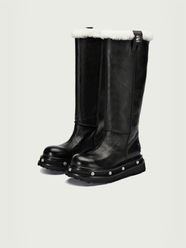 Black DreamCore Angel Rose Sole Platform Tall Snow Boots