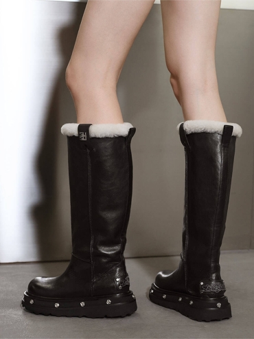 Black DreamCore Angel Rose Sole Platform Tall Snow Boots