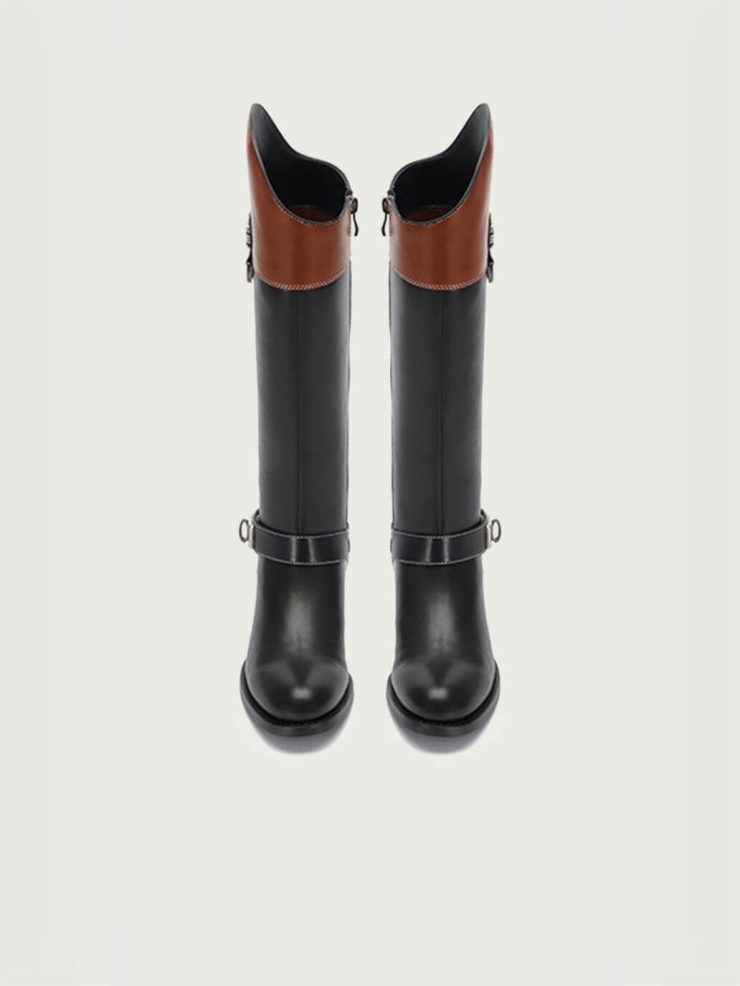 Red Dream Core Knight Series Two-Tone Double-Strap Classic Knight Boots