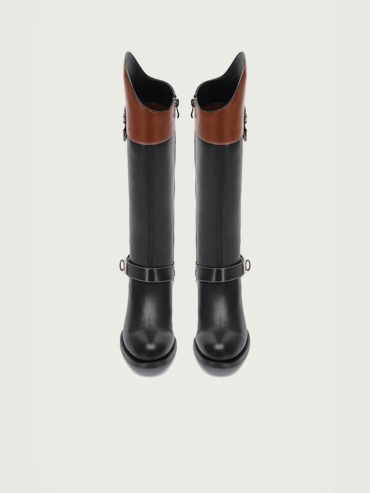 Red Dream Core Knight Series Two-Tone Double-Strap Classic Knight Boots