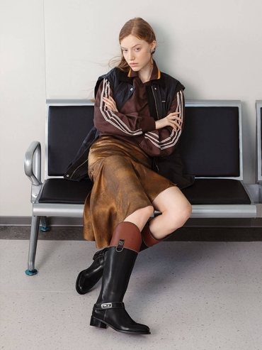 Red Dream Core Knight Series Two-Tone Double-Strap Classic Knight Boots