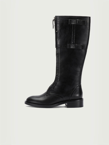 Black DreamCore Knight Brogue Equestrian Boots