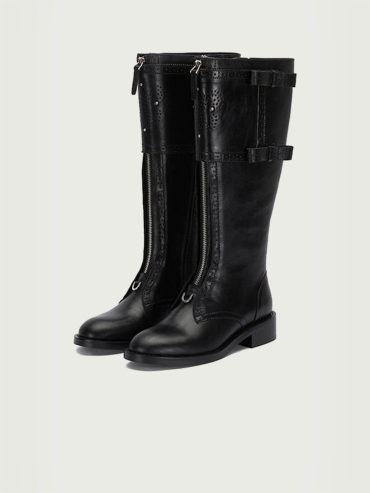 Black DreamCore Knight Brogue Equestrian Boots