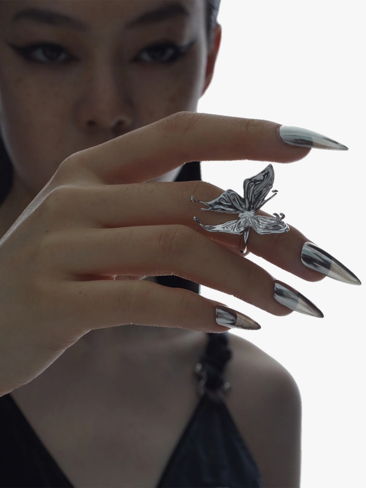 YVMIN Silver Single Butterfly Ring