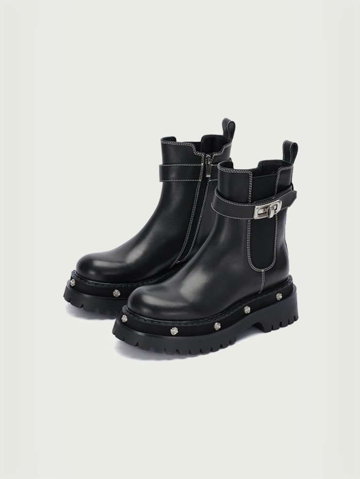 Black DreamCore Angel Series Rose Sole Chelsea Boots