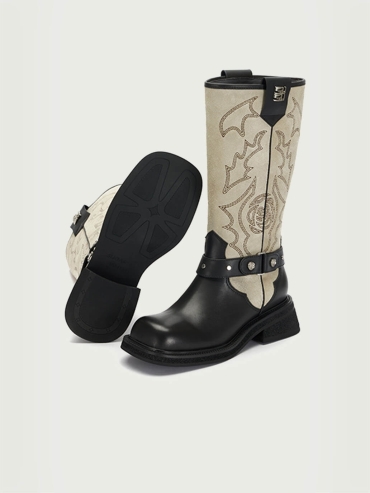 Black Dreamcore Knights Western Style Riding Boots