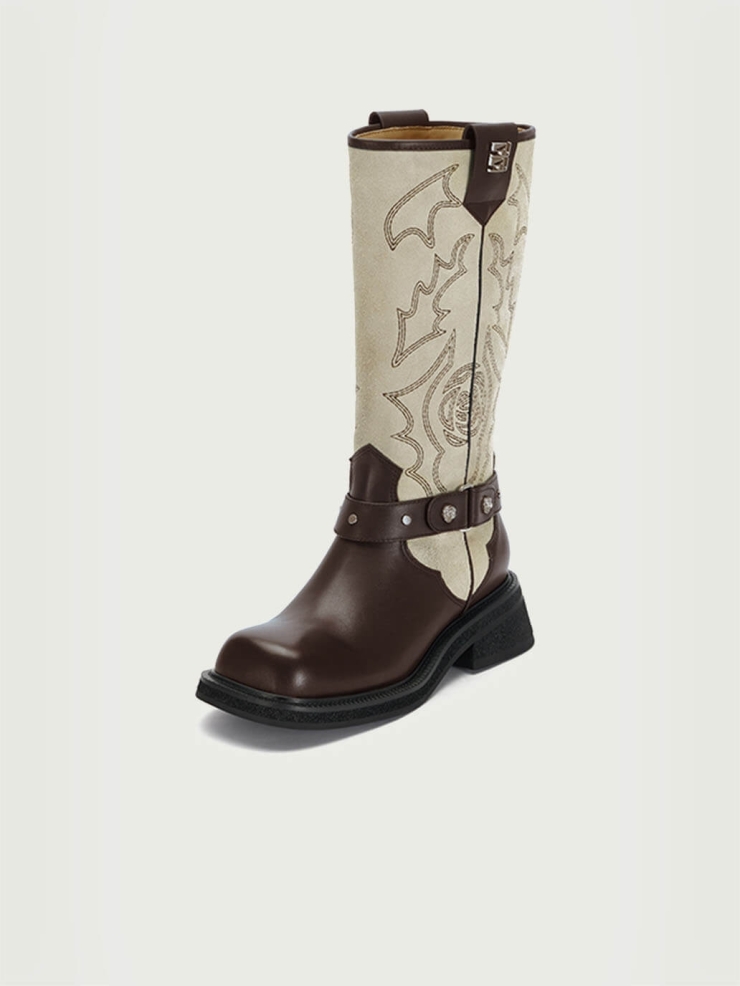 Red DreamCore Knight Western Style Riding Boots