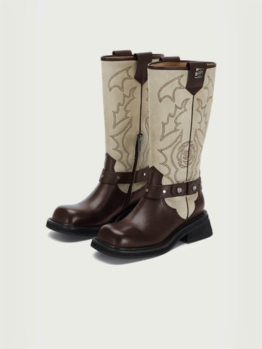 Red DreamCore Knight Western Style Riding Boots