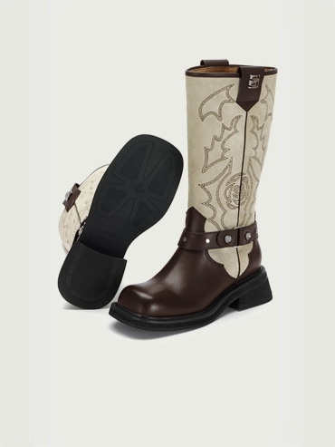 Red DreamCore Knight Western Style Riding Boots