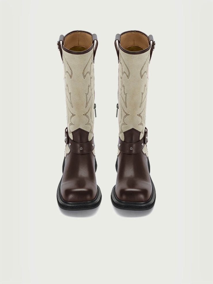 Red DreamCore Knight Western Style Riding Boots