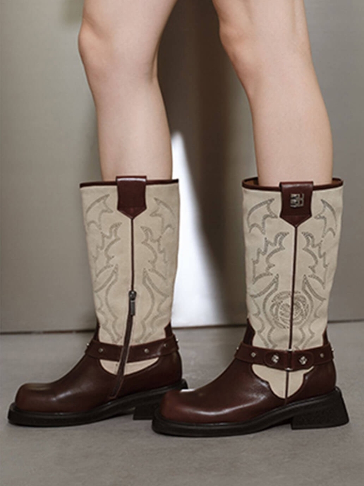 Red DreamCore Knight Western Style Riding Boots