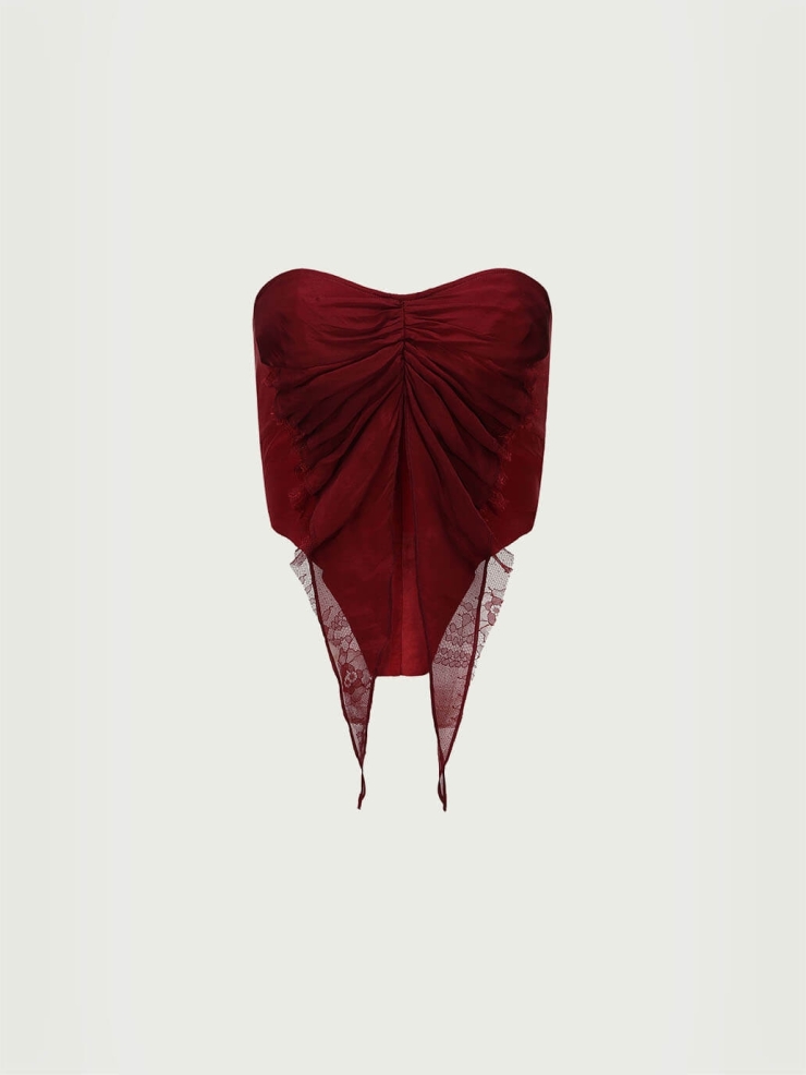 Ruby fold pleated ruffles tube top