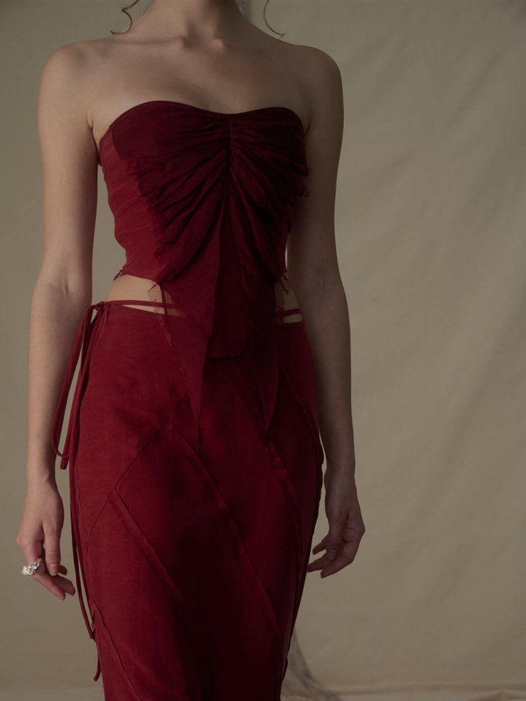 Ruby fold pleated ruffles tube top