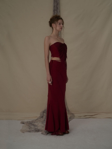 Ruby fold pleated ruffles tube top