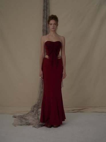 Ruby fold pleated ruffles tube top